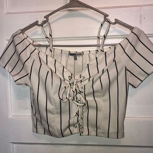 Laced-Up Off the Shoulder Crop Top